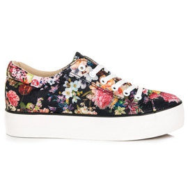 Yes Mile Bundna Sneakers Med Blommor mångfärgad