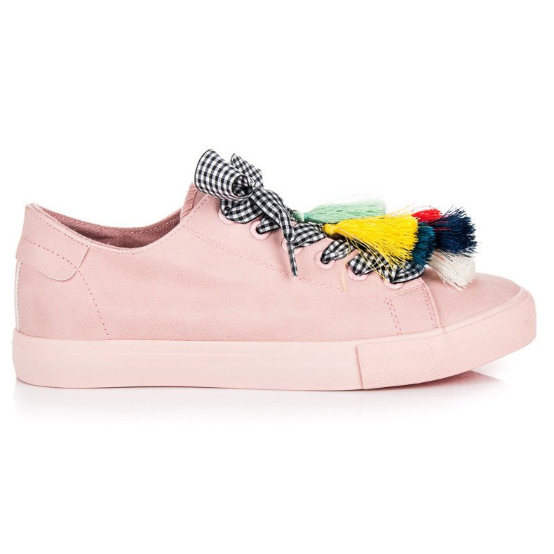 Ideal Shoes Rosa sneakers med fransar