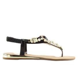 Sandaler med svarta pärlor D580 svart