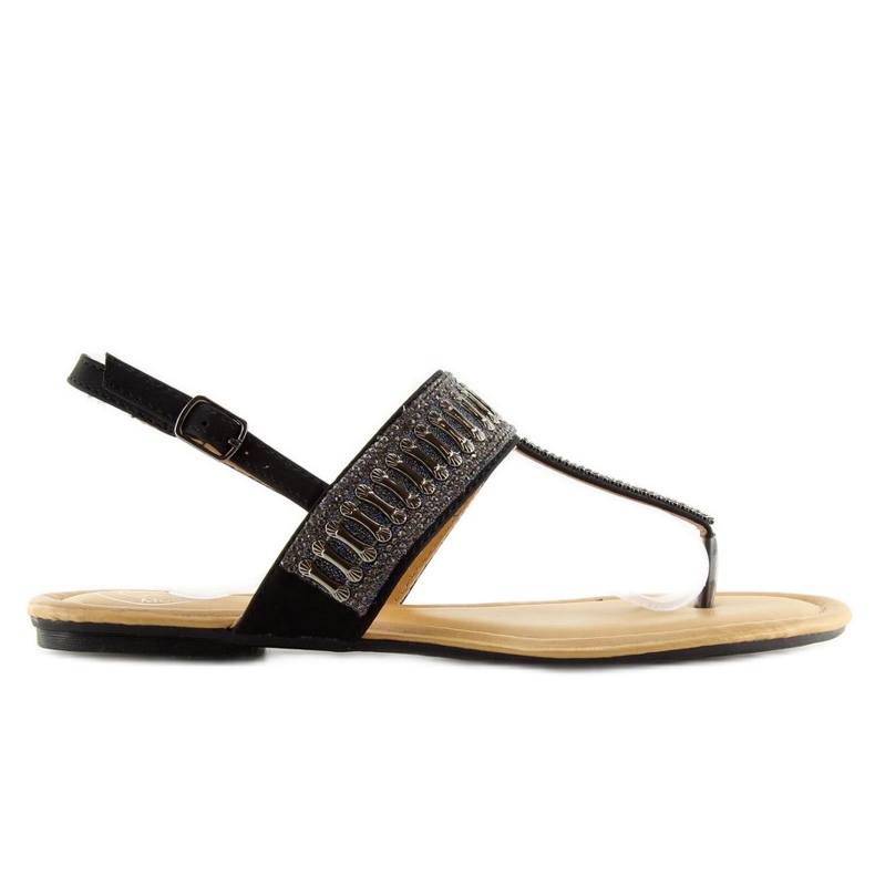 Svarta sandaler med stenar svart 6700 Svart