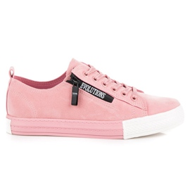 Mocka sneakers på plattformen rosa