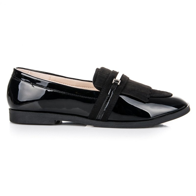 Ideal Shoes Svartlackade loafers