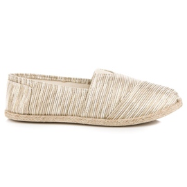 Ribbstickade espadrillor gul