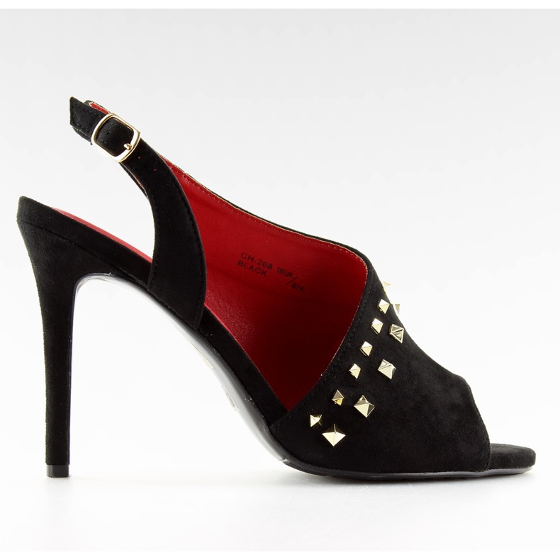 High-heeled sandaler asymmetrisk svart