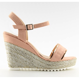 Sandaler, espadrillor på rosa kilar 6823 Rosa