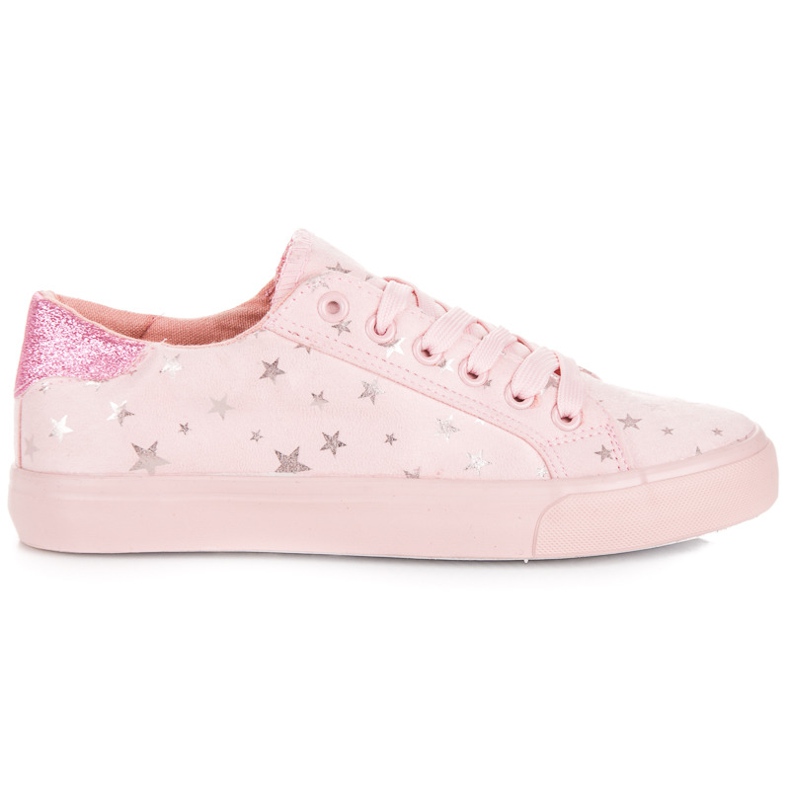 Sneakers i mocka med stjärnor rosa