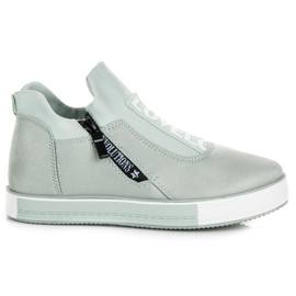 Ideal Shoes Gröna sneakers i mocka