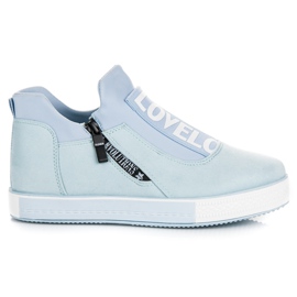 Ideal Shoes Blå mocka sneakers