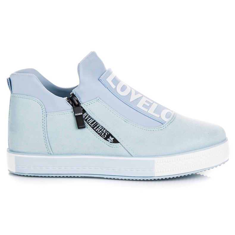 Ideal Shoes Blå mocka sneakers