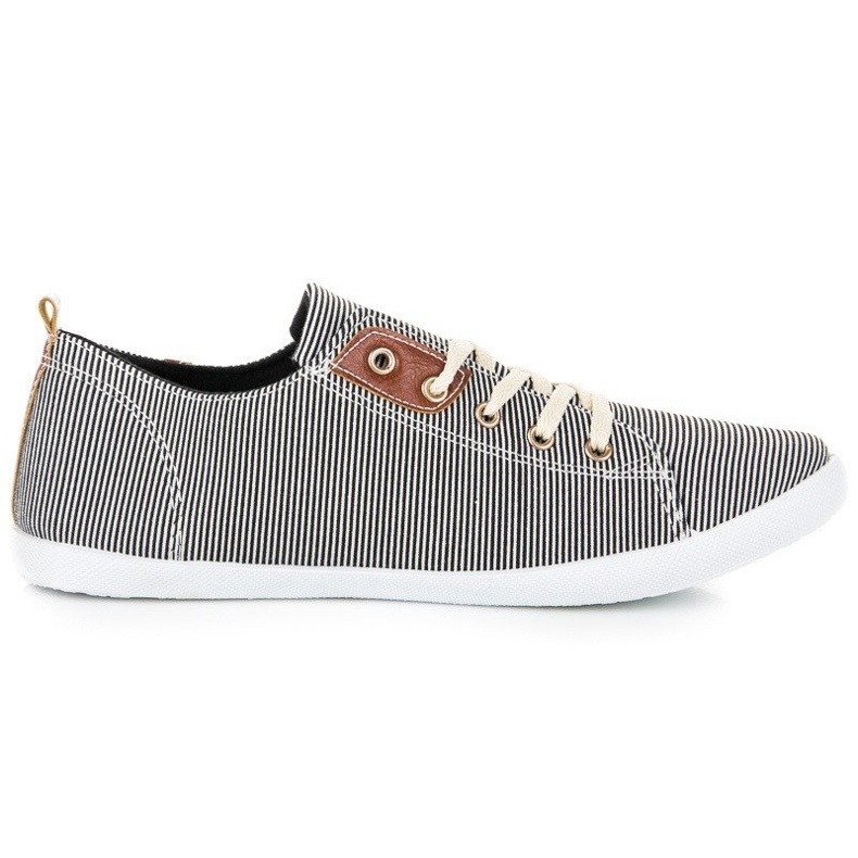 Ribbstickade sneakers svart