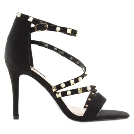 Svarta sandaler på hög klack L6099 Svart