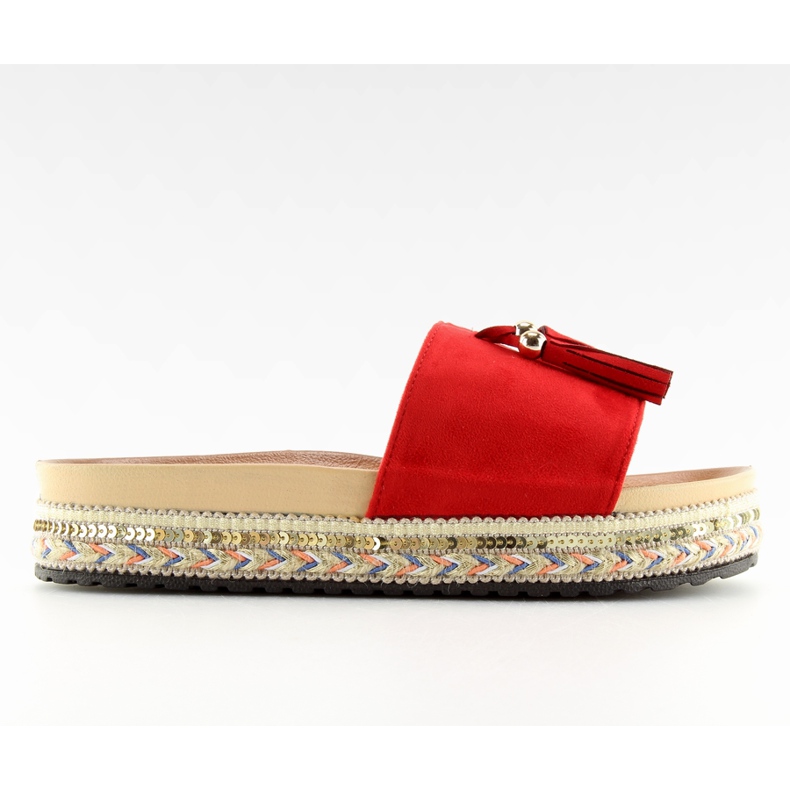 Röda kvinnors röda tofflor LS-93 röda