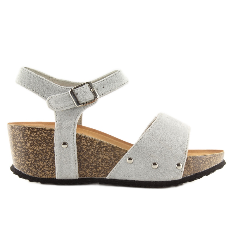 Grå Grå sandaler på korksula