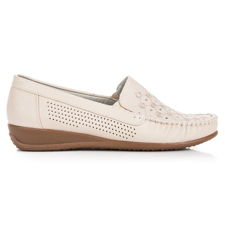 Hasby Beige genombrutna loafers