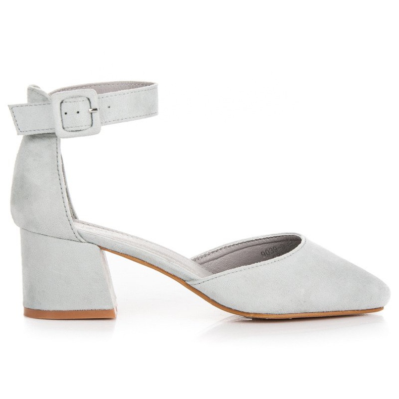 Lågklackade mockasandaler grå