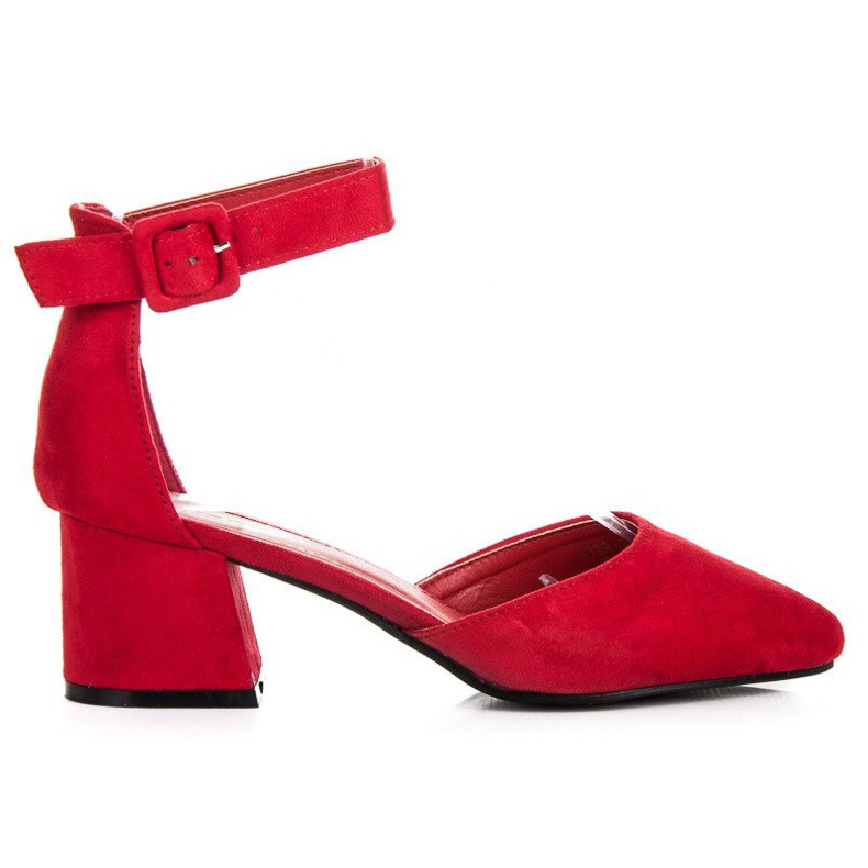 Lågklackade mockasandaler röd