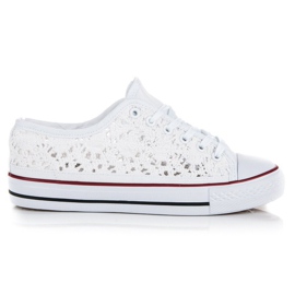 Vita sneakers i spets