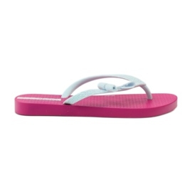 Glitterflipflops med Ipanema rosett rosa grå