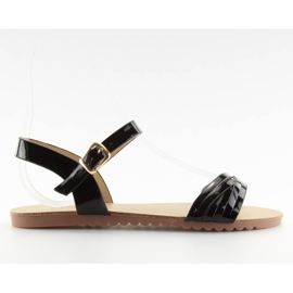 Sandaler med blanka svarta ränder