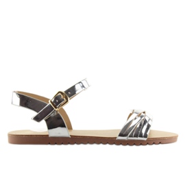 Sandaler med blanka silverränder grå