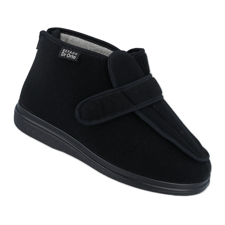 Dr.ORTO Befado herrtofflor med kardborreband 987M002 svart, silver(Ag) foder