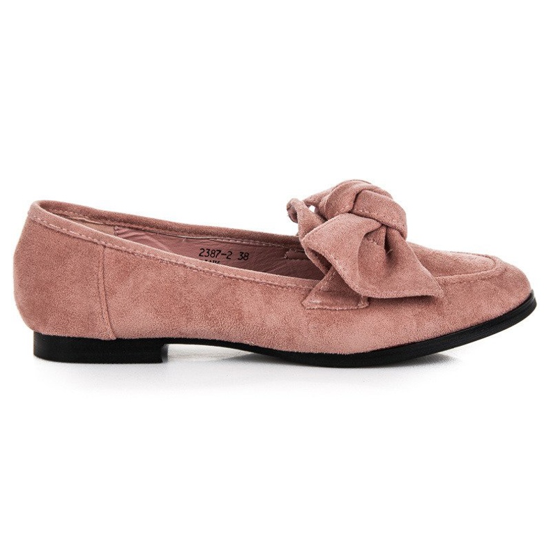 Sweet Shoes Loafers i mocka med rosett rosa