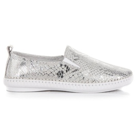 Läder Sneakers Slip On VINCEZA grå