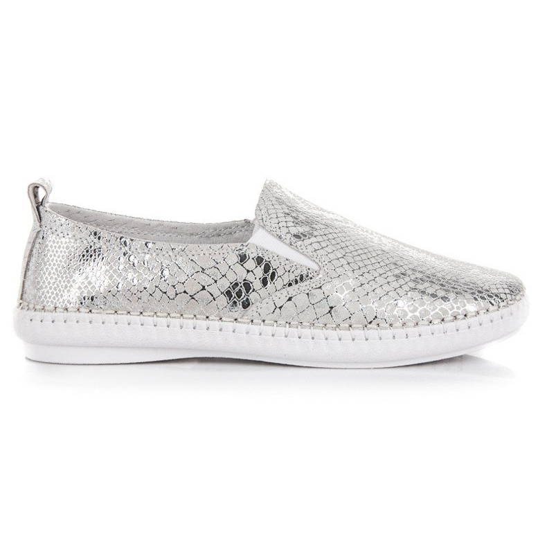 Läder Sneakers Slip On VINCEZA grå