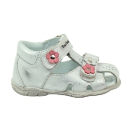 Bartuś sandaler för kardborrband med silverblommor