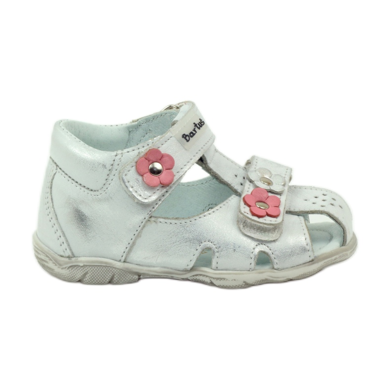 Bartuś sandaler för kardborrband med silverblommor silver-