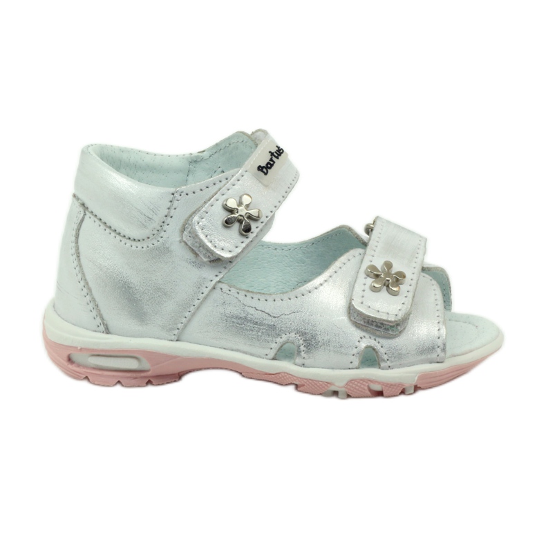 Bartuś flexibla tjejsandaler för silvermetallisk kardborrband silver-