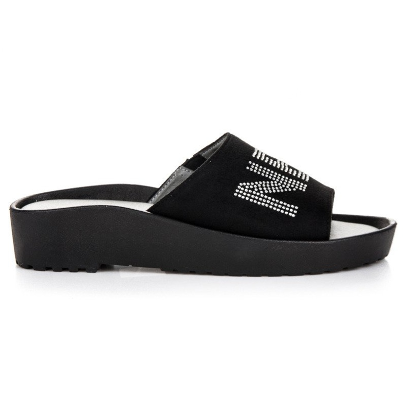 VINCEZA svarta mockatofflor