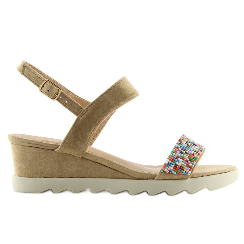 Beige taupe sandaler på låg kilklack