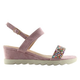 Violett malva sandaler med låg kil purpur