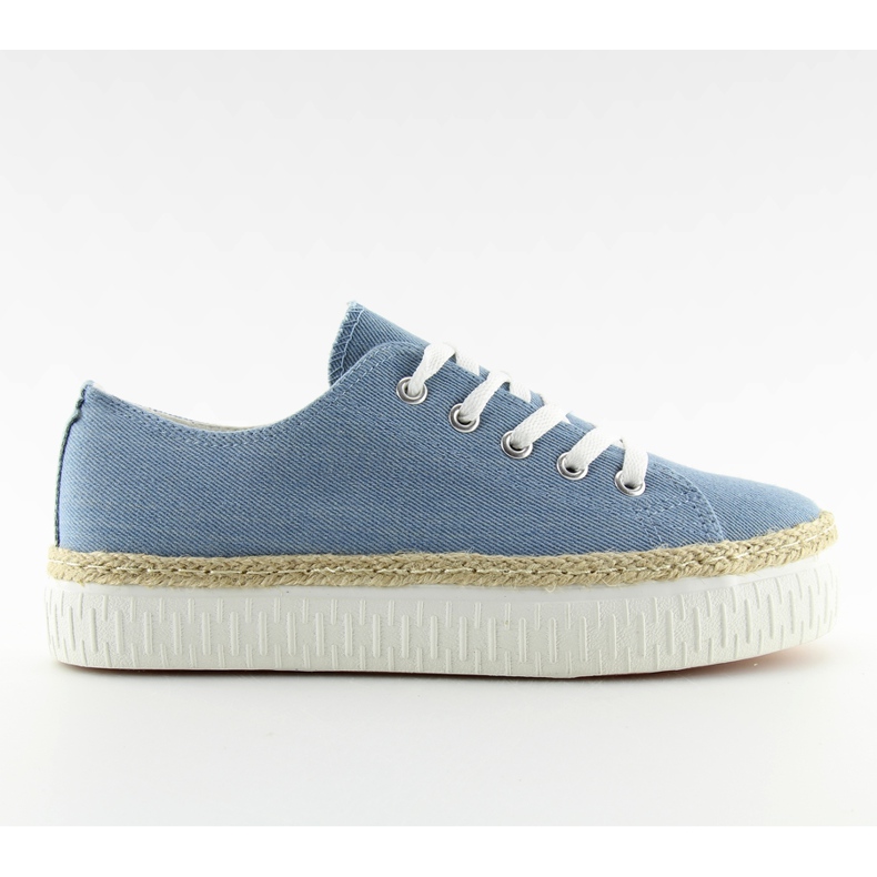 Blå K1831602 Jeans sneakers med hög sula