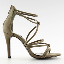 Gröna sandaler på högklackat ZY116 oliv