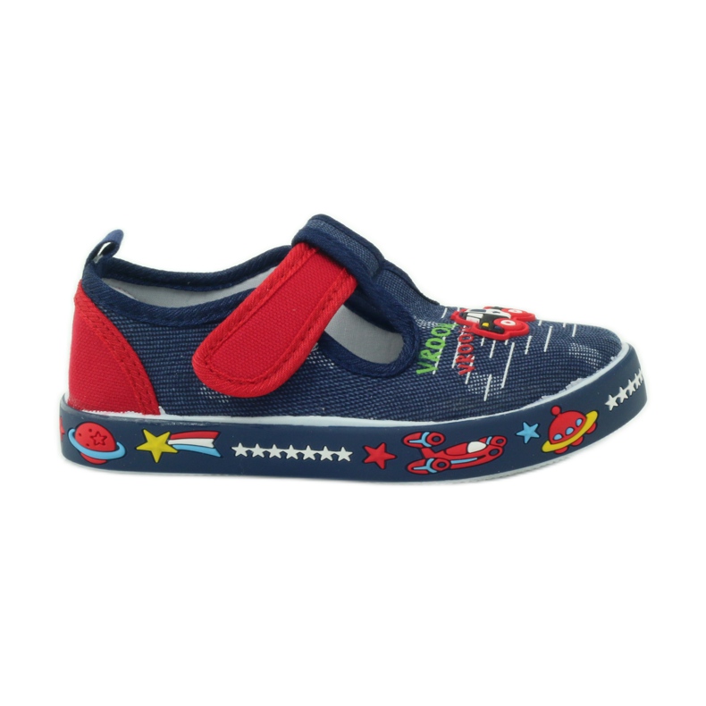 American Club Amerikanska innersula sneakers i läder marinblå röd