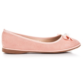 Ideal Shoes Eleganta ballerinor i mocka rosa