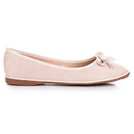 Ideal Shoes Eleganta ballerinor i mocka brun