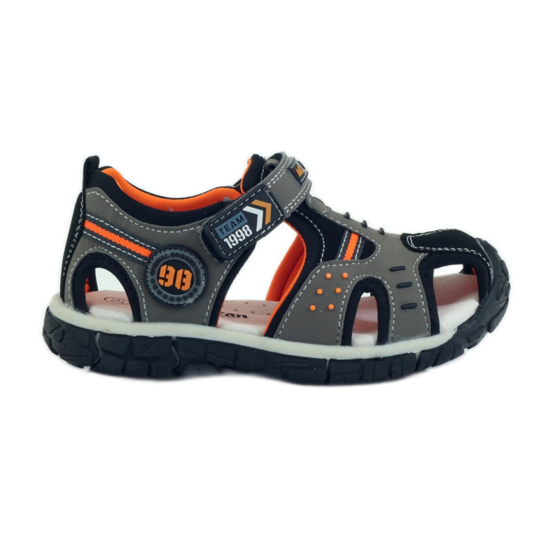 American Club Sandaler med ett amerikanskt 93594-läderinlägg grå orange