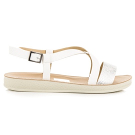 Platta sandaler med vinceza-spänne vit