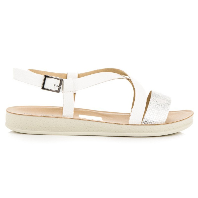 Platta sandaler med vinceza-spänne vit