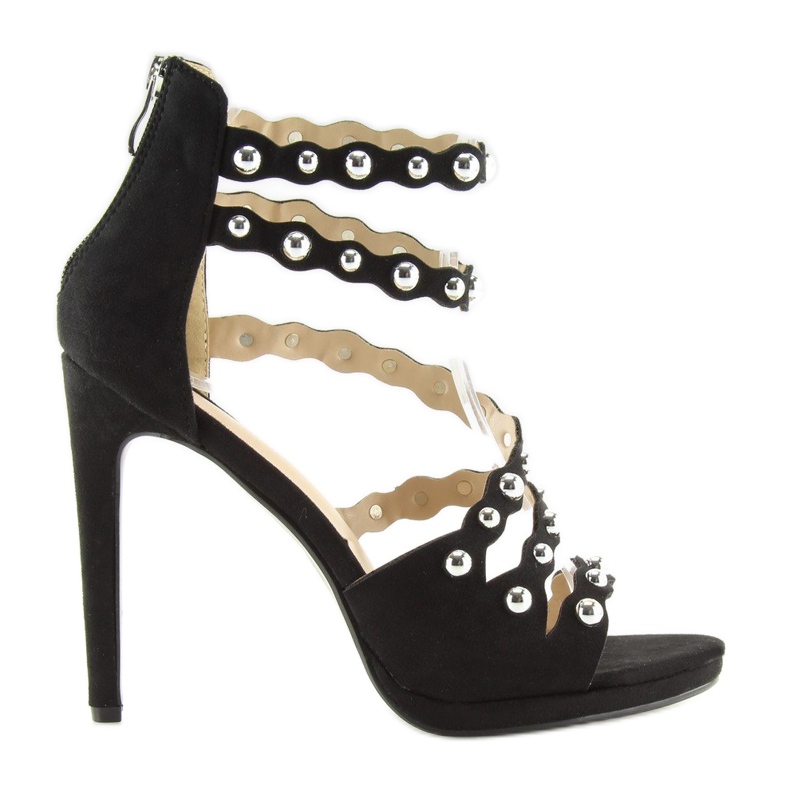 Svarta sandaler på hög klack C-37 Svart