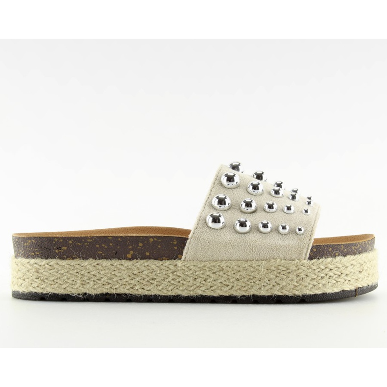 Tofflor espadrillor med Beige S03 nitar