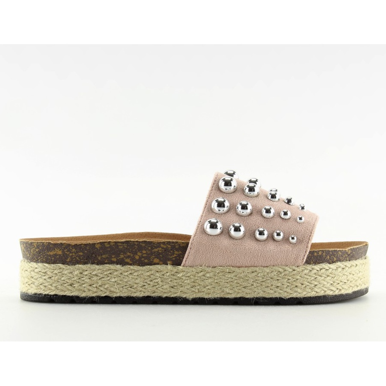 Tofflor espadrillor med rosa nitar S03 rosa