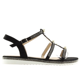 Svarta RC-33 Svarta sandaler med pärlor