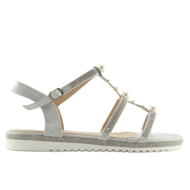 Grå sandaler med pärlor RC-33 Grå