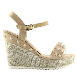 Espadrillos på en beige kil TS-16 Beige