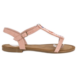 Comer Boho rosa platta sandaler