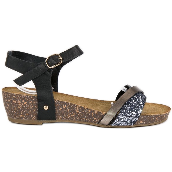 Bekväma kilasandaler svart